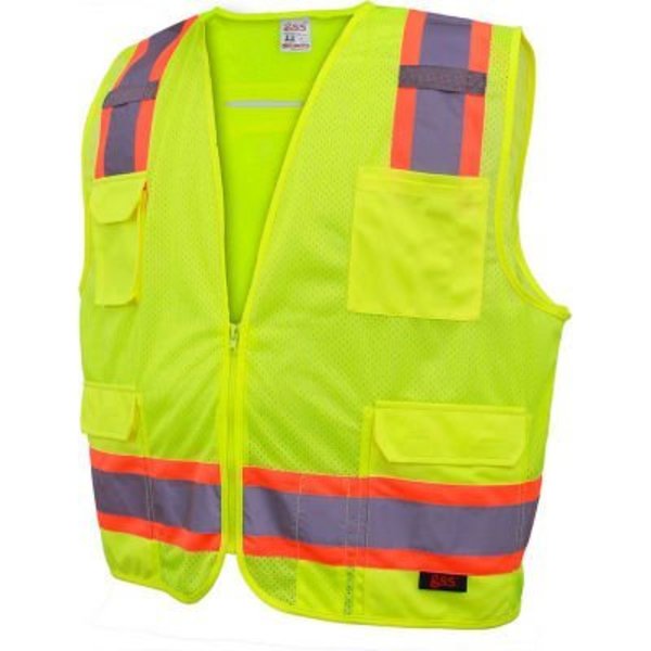 Gss Safety GSS Safety 1503 Premium Class 2 Fall Protection Mesh 6 Pockets Safety Vest, Lime, Medium 1503-MD